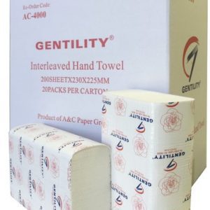 303157 a c gentility interleaved slimline paper towel 1ply 200sht 20pck ac 4000 grande