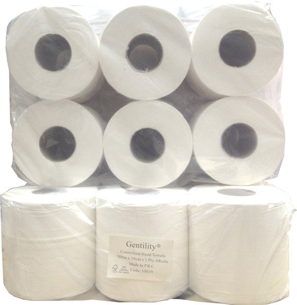 323664 a c gentility centerfeed roll towel 1ply 300m 6rollsac 30019 02 grande