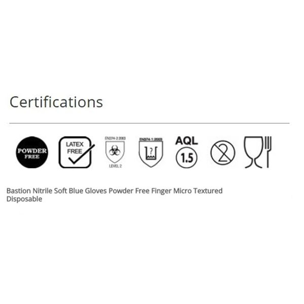 Bastion Nitrile Blue Certification Bastion Nitrile Blue Certification