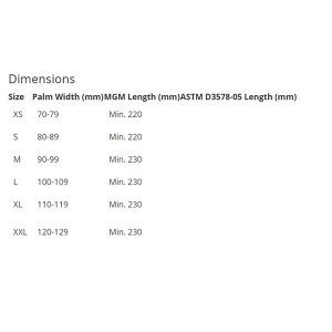 Bastion Nitrile Blue Measurements Bastion Nitrile Blue Measurements