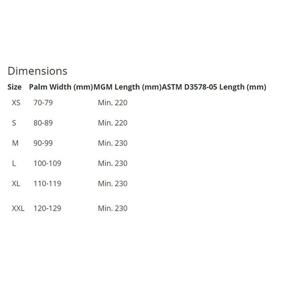 Bastion Nitrile Blue Measurements Bastion Nitrile Blue Measurements