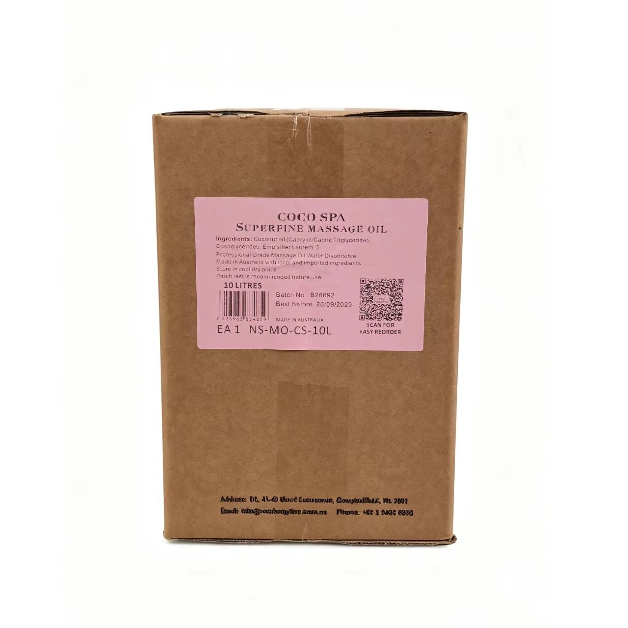 coco spa superfine massage oil 10l box back coco spa superfine massage oil 10l box back